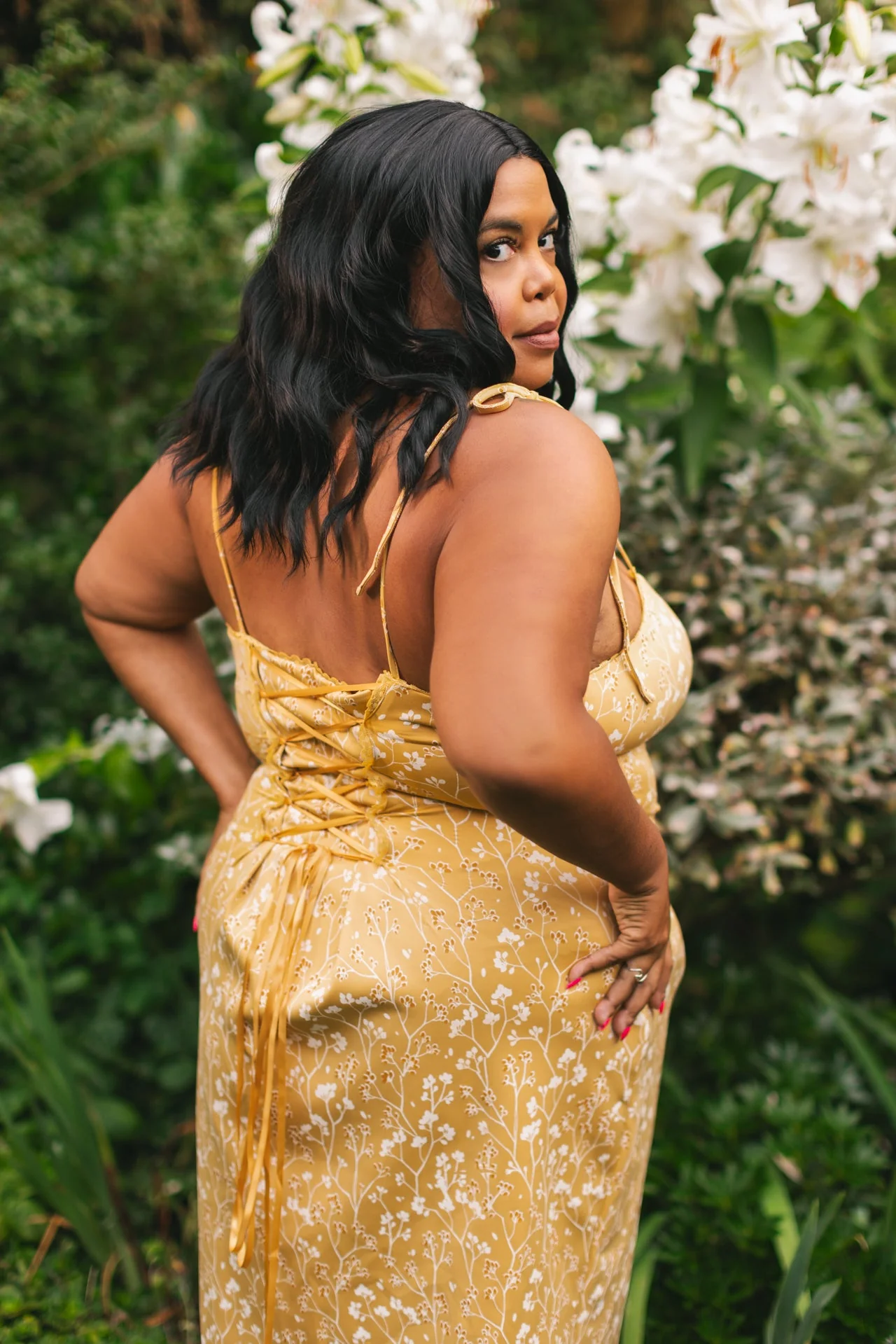 Cottage Bodycon Dress (Mustard) - Image 14