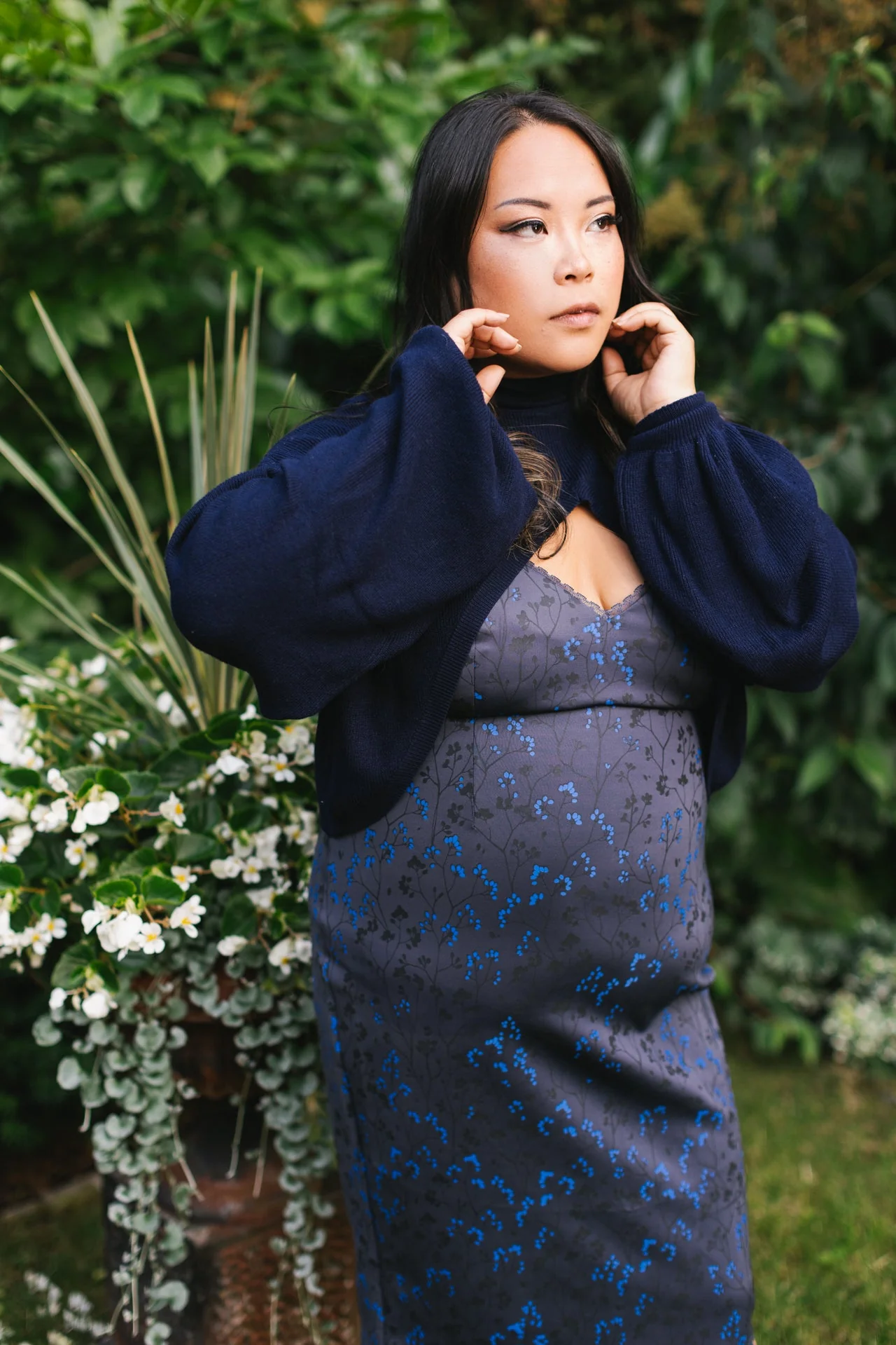 Cottage Bodycon Dress (Navy) - Image 16