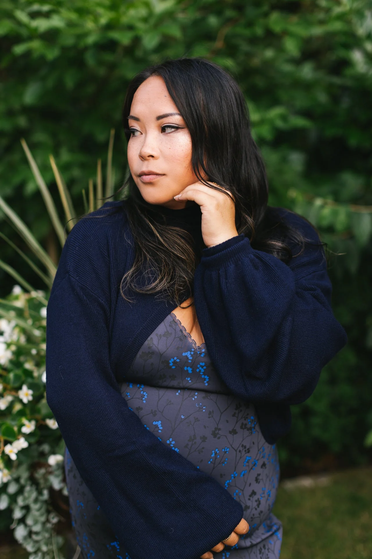 Cottage Bodycon Dress (Navy) - Image 4