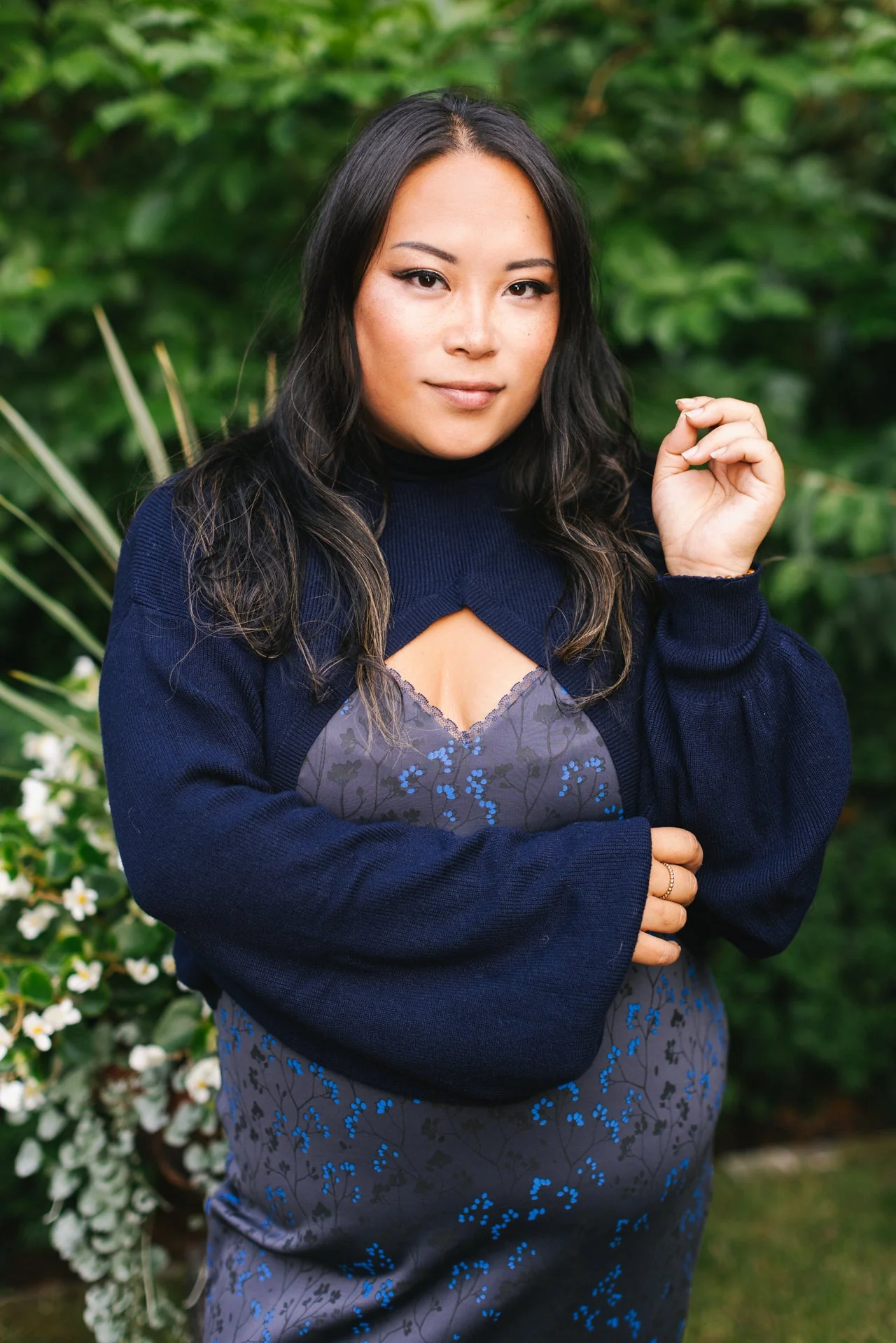 Cottage Bodycon Dress (Navy) - Image 7